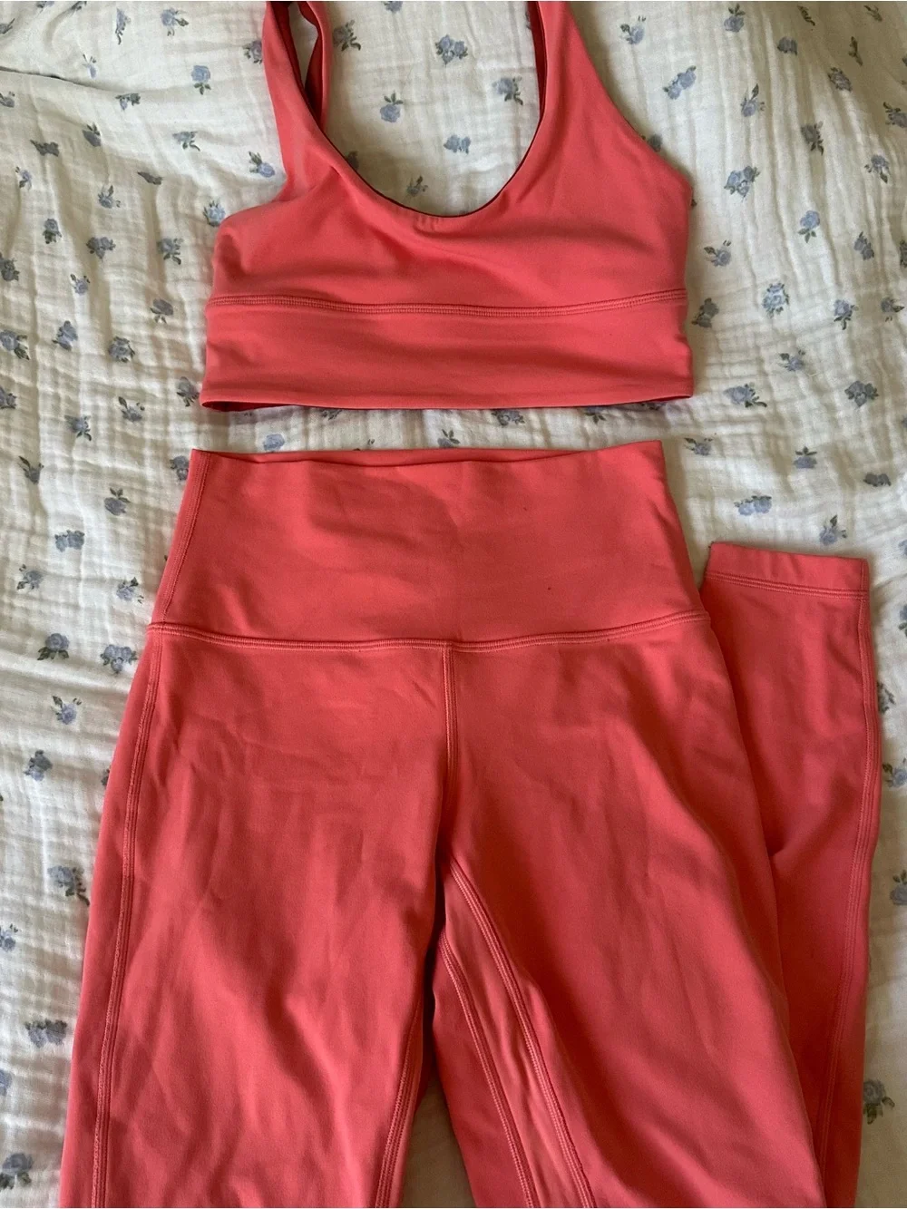 Lululemon Coral Athletic Bras and Legging Set